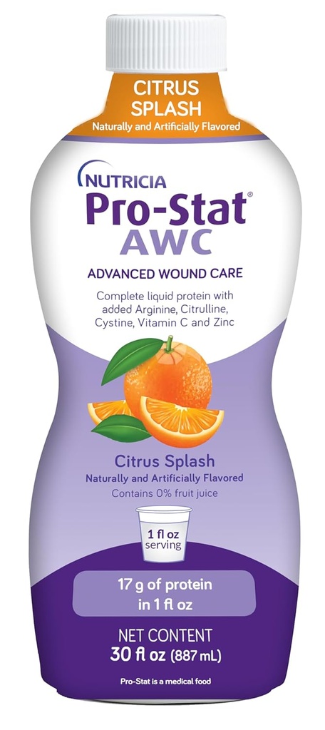 Pro-Stat Gelişmiş Yara Bakımı (AWC), Yoğun Sıvı Protein Tıbbi Gıda - Citrus Rooney Flavor, 30 Fl Oz şişe