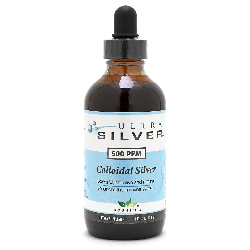 Ultra Silver® Colloidal Silver | 500 PPM, 4 Oz (118mL) | Mineral Sıvı Tamam | Gerçek Colloidal Gümüş - Dropper