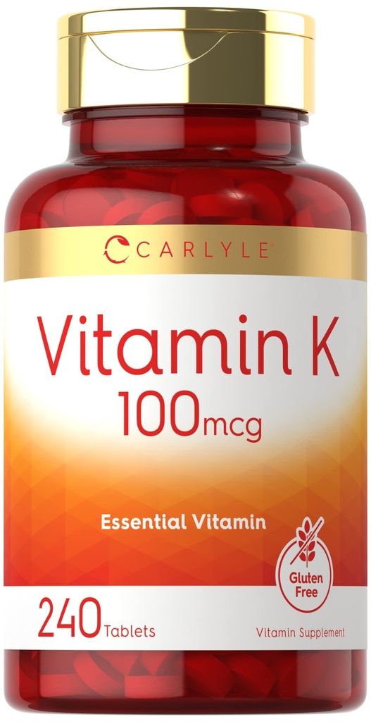 Carlyle Vitamin K 100 mcg | 240 Tabletler | Vegetarian, Non-GMO, Gluten Free | Vitamin K Supplement