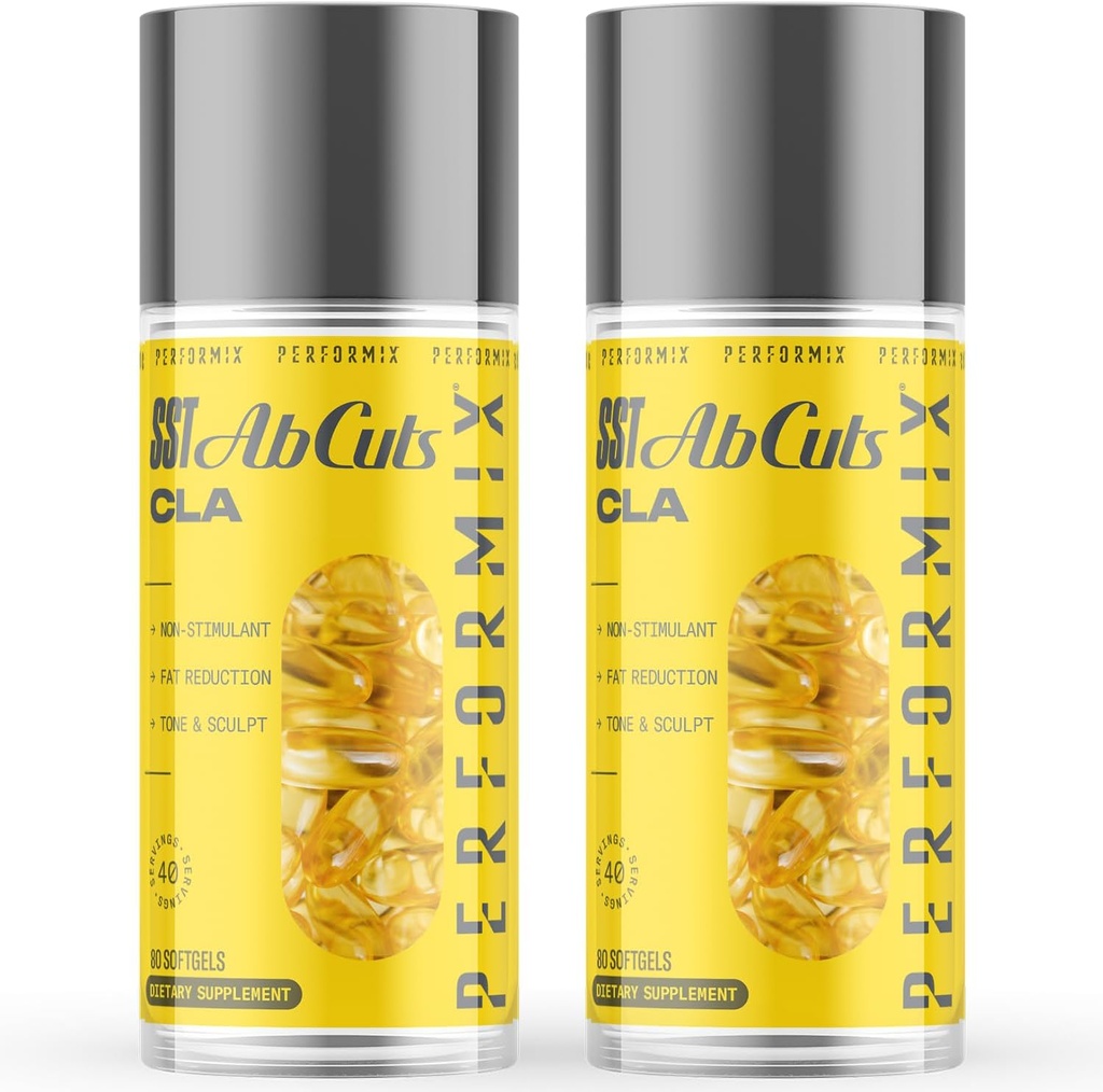 PERFORMIX - SST AbCuts - CLA 1000 mg - Stim Free - Termogenic - Fitness Hedefleri - Metabolism ATM - Sağlık ve Wellness - Safflower Oil, Omega 3, Flax Seed & Vitamin E - Pre Workout - 160 Softgels