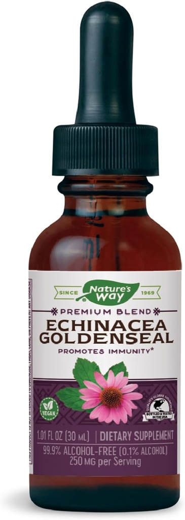 Nature's Way Premium Formula Echinacea-Goldenseal, hizmet başına 250 mg,% 99.9 Alkol-Free, 1.01 Oz.