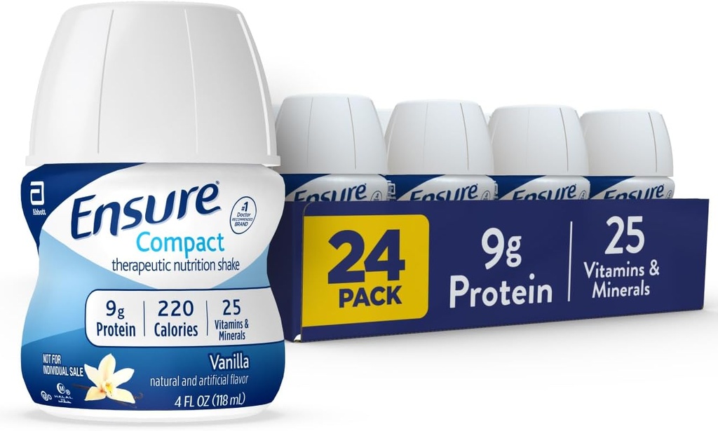 Compact Beslenme Shake Protein ve 25 Vitamin ve Minerals, Vanilla, 4 fl oz, 24 paket