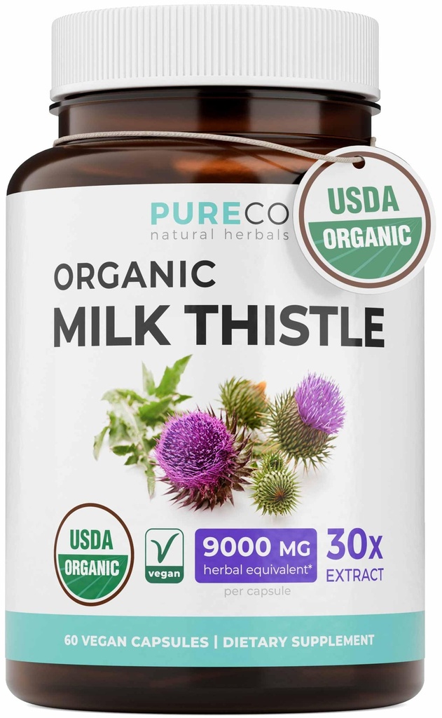 USDA Organik Süt Butle Capsules -% 80' Silymarin Supplement for Liver Support- Super Tempd 300mg of 30:1 Milk Butle Takvalent to 9,000 mg - Milk Thistle Liver Detox 60 Day Supply