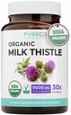 USDA Organik Süt Butle Capsules -% 80' Silymarin Supplement for Liver Support- Super Tempd 300mg of 30:1 Milk Butle Takvalent to 9,000 mg - Milk Thistle Liver Detox 60 Day Supply