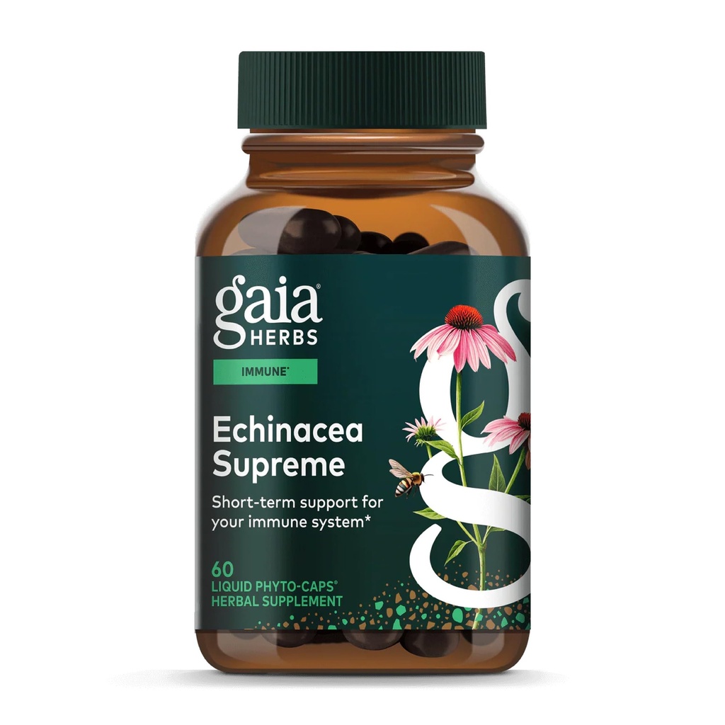 Gaia Herbs Echinacea Supreme - Immune Support Supplement - Echinacea Purpurea & Angustifolia Assembly Immune System * - 60 Vegan Sıvı Phyto-Capsules (30-Day Supply)