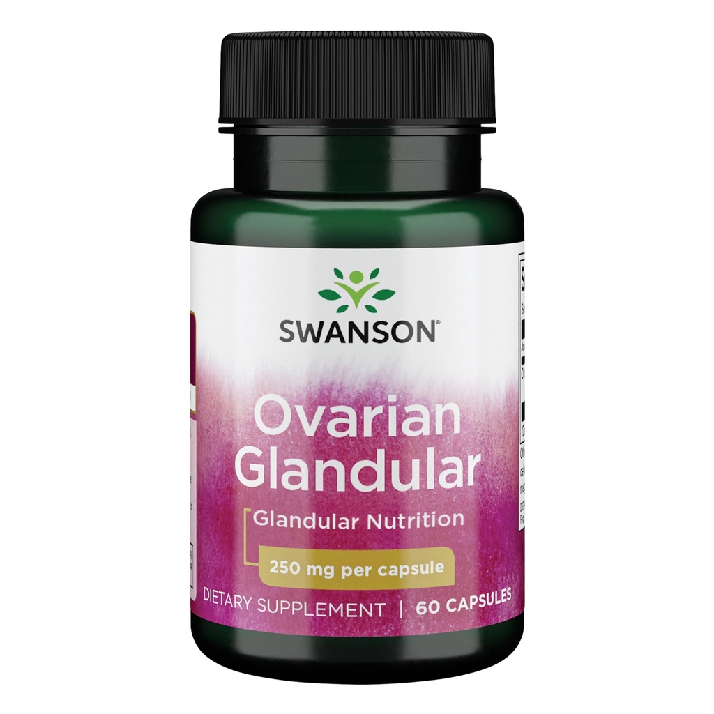 Swanson Ovarian Glandular Supplement - Women's Glandular Health and Balance Support - Premium Bovine Tound - 60 Capsules, 250 mg Every