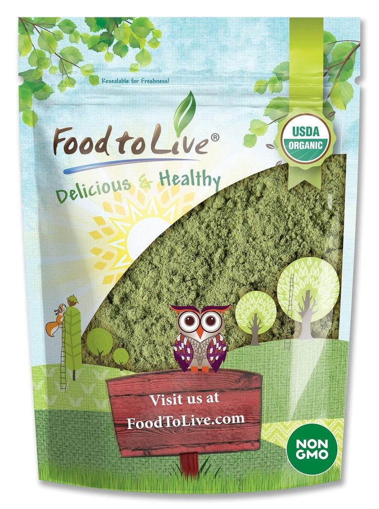 Organik Alfalfa Tozu Yaşamak için yiyecek, 1.5 Pounds - Non-GMO, Raw tüm Genç Leaves, Vegan, Baking, Juices, Smoothies, Shakes, Tea ve Drinks için harika. Diyetsel Fiber ve Protein İyi Kaynağı