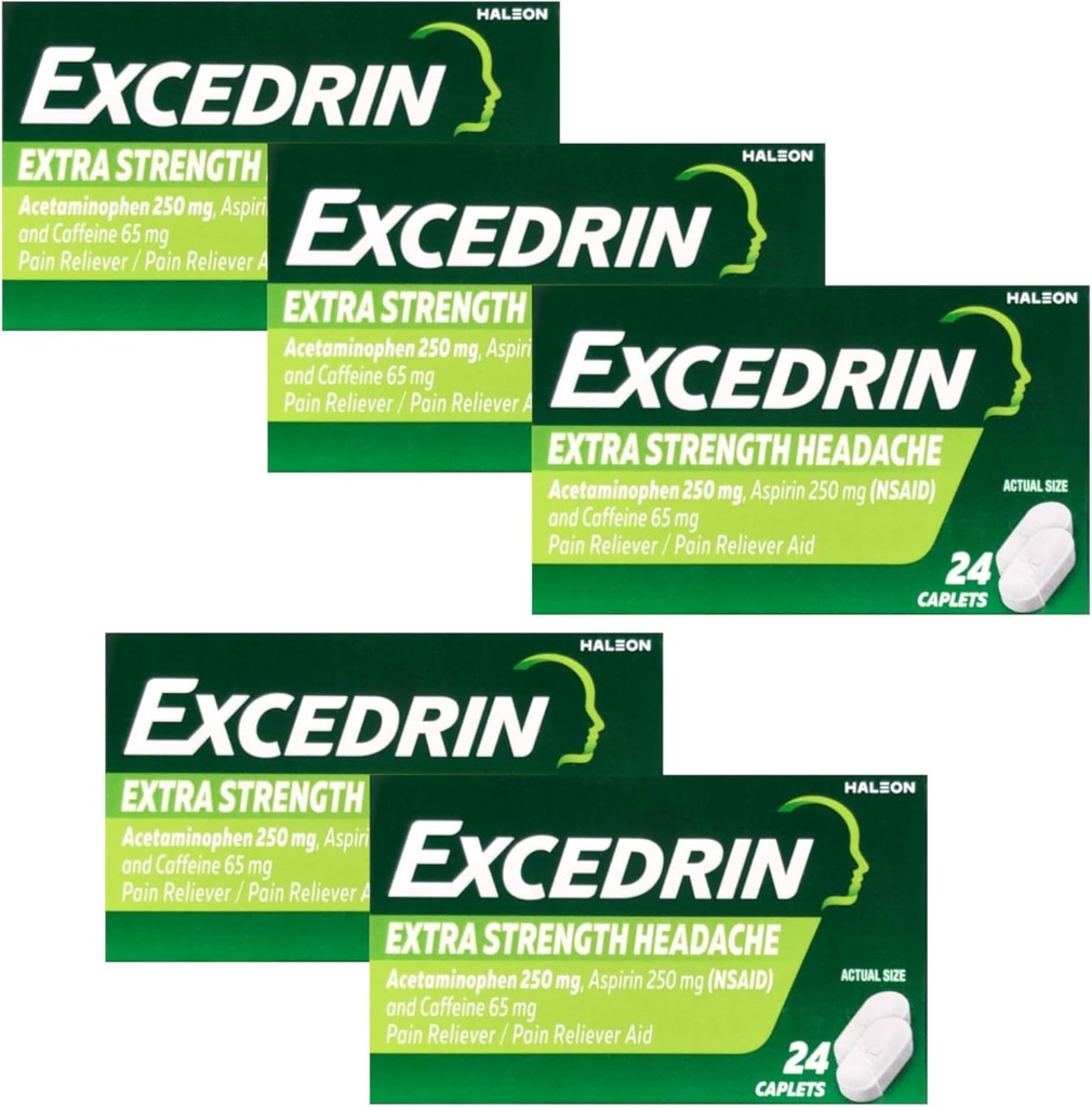 Excedrin Ekstra Güçlü - 24 Caplets, Pack of 5