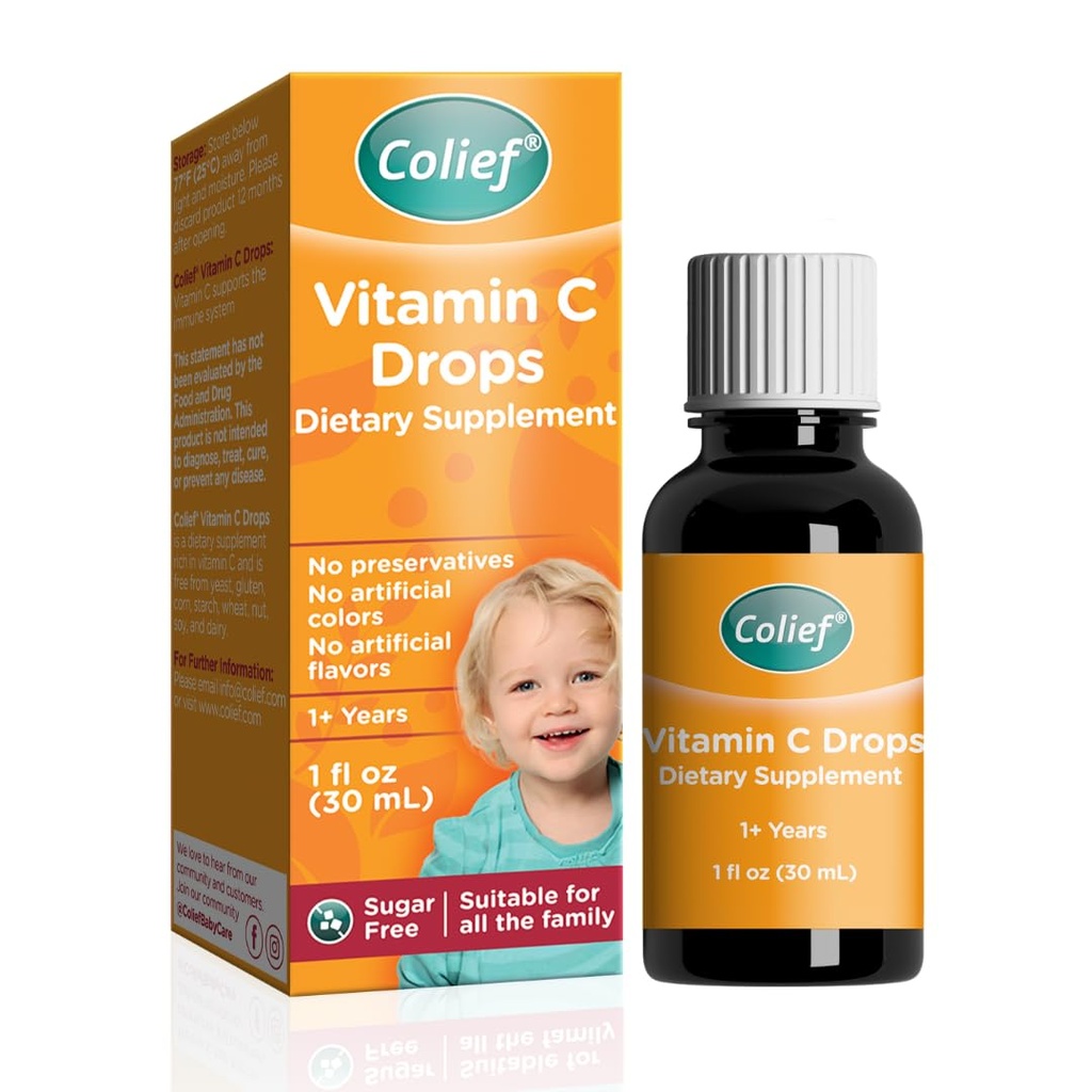 Bebekler için Colief Vitaminleri | Daily Immune Support for Infants Age +1 | Günlük, Gluten ve Preservative Free | Sağlıklı Kemiklerin ve Dişlerin Gelişimi | 600 Drops