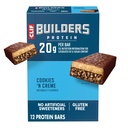 CLIF BUILDERS Protein Barlar - Kurabiyeler 'n Krem Flavor - 20g Plante Tabanlı Protein - Gluten Free - Non-GMO - Low Glycemic - No Yapay Sweeteners - 2.4 oz. (12 Pack)