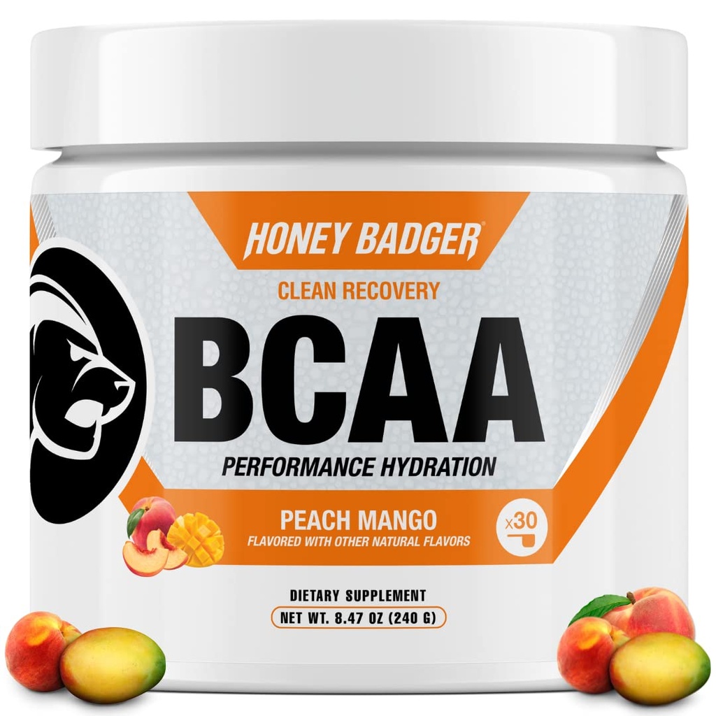 Honey Coverr BCAA + EAA Amino Asits Toz, BCAAs + L-Glutamine, Keto, Vegan, Erkekler ve Kadınlar için Şeker Ücretsiz, Hydration & Post Workout Muscle Recovery Drink Mix, Peach Mango, 30 Hizmetler