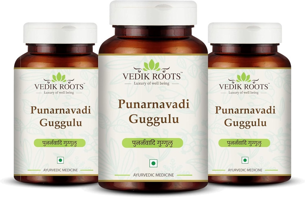 Punarnavadi Guggulu - Destekler Kidney ve Liver Health | Akışkanlar Denge ve Genel Wellness | Ayurvedic Herbal Supplement | 180 Tabletler