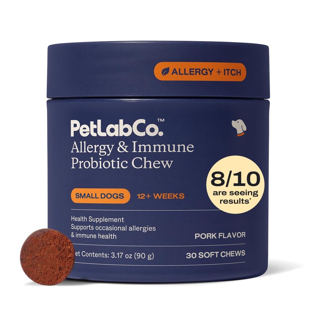 PetLab Co. Alerji & Immune Daily Probiyotiks for Dogs. Supports Yeast Production, Season Allergies, Intermittent Itchiness, Gut & Digestive Health - 30 Chews for Small Dogs - Ambalaj Vary