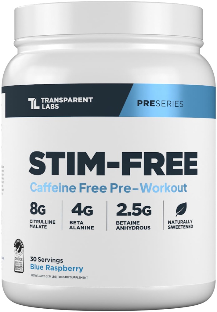 Gap Labs Stim-Free Pre-Workout - Caffeine & Stim Free Pre Workout Toz for Men and Women with Beta Alanine Toz, Citrulline Malate, & elevATP - 30 Hizmet, Blue Raspberry