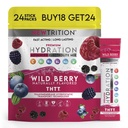 Hydration Toz, Wild Berry 24 Elektrolyte Toz Paketleri, Doğal olarak Su için Hydrating Packets, Fast Acting Hydrate Electrolytes with Vitamins B & C, Energy & Recovery