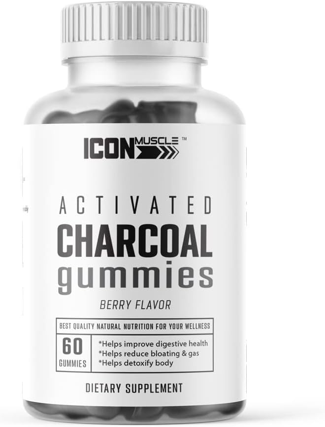 Charcoal Gummies | Aktif Charcoal | Doğal Detoxification | Alleviates Gas & Bloat | Vegan | 60 Kont