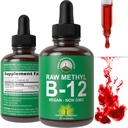 Raw Me12 Liquid Drops. Sublingual Fast Acting Advanced Vegan B 12 Sıvı Vitamin Supplement. Yüksek Bioavailability Mecobalamin B-12 Vitaminleri Enerji, Oda ve Yardım için.