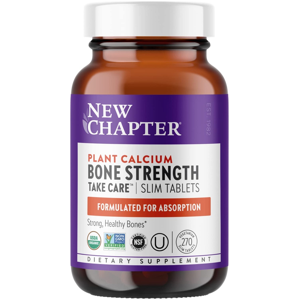 Yeni Bölüm Kalsiyum Tamamı - Bone Strength Organicuba with, Magnezyum D3+K2, Bone Health için 70+ Trace Minerals, Gluten Free, Easy to Swallow Slim Tabletleri - 270 Count