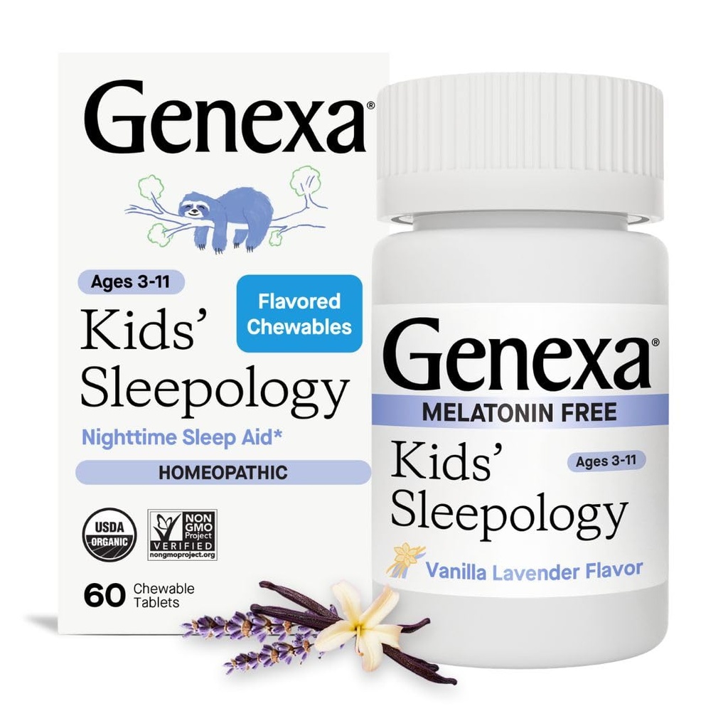 Çocuklar için Genxa Sleepoloji – 60 Tabletler | sertifikalı Organik & Non-GMO, Melatonin-Free, Doktor Formulated, Homeopathic | Çocuklar için Uyku Yardımı