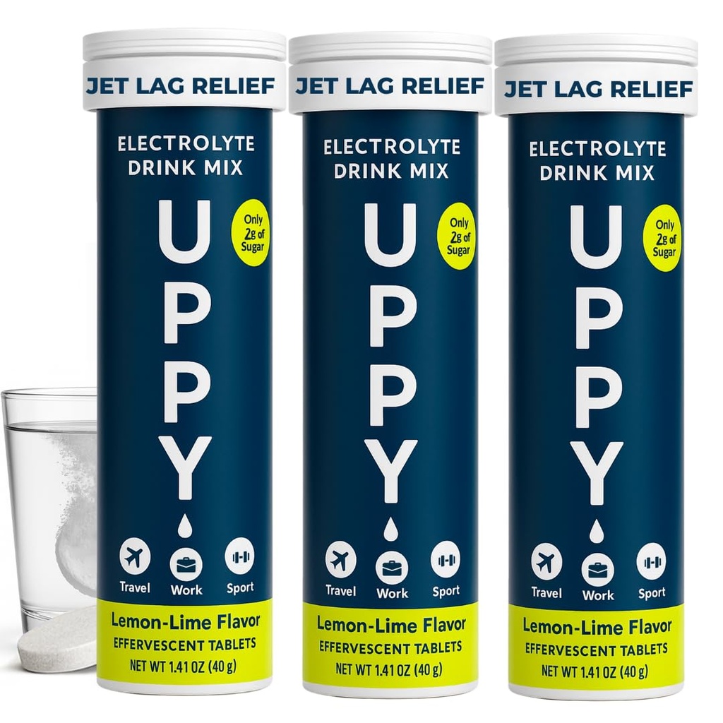 Uppy! Lemon-Lime Electrolyte Hydration Tabletleri - 30 Kont (3x10) - Hızlı Rehidrasyon için Suda Ayrılma - Seyahat, Spor ve Festivaller için - Portreel Elyte Wellness İçilir