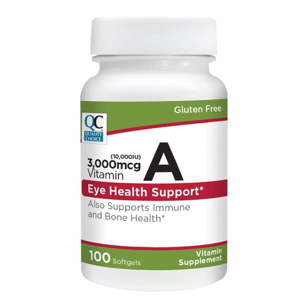 Kalite Seçimleri 3,000 mcg (10.000 IU) Softgels. Immune System, Vision ve Bone Function destekler. Yüksek Potency Palmitate Formula 100 Softgels