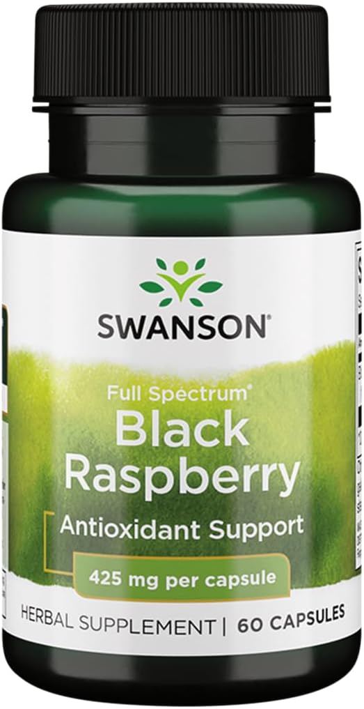 Swanson Black Raspberry - Herbal Supplement Genel Sağlık Desteği - Flavonoids & Vitamin C Doğal Kaynağı - (60 Capsules, 425 mg Her)