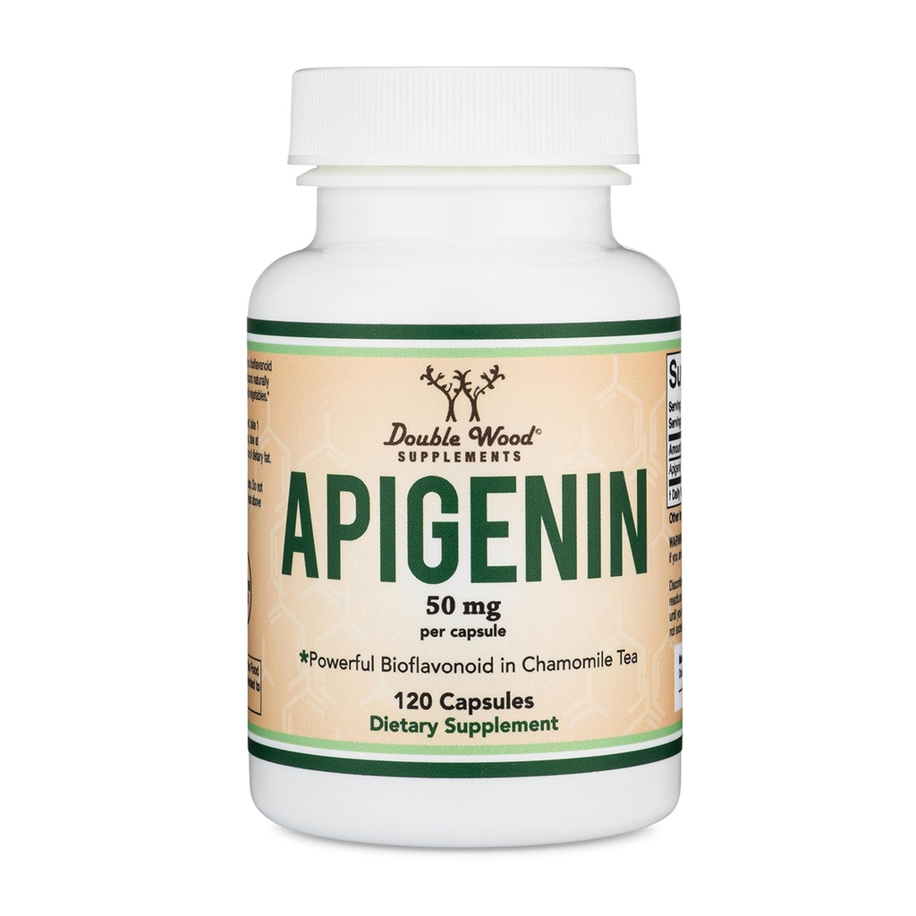 Apigenin Supplement - 50 mg per Capsule, 120 Kont (Gluten Free) Çift Wood (Gluten Free) için Senolytic Flavonols (Gluten Free)