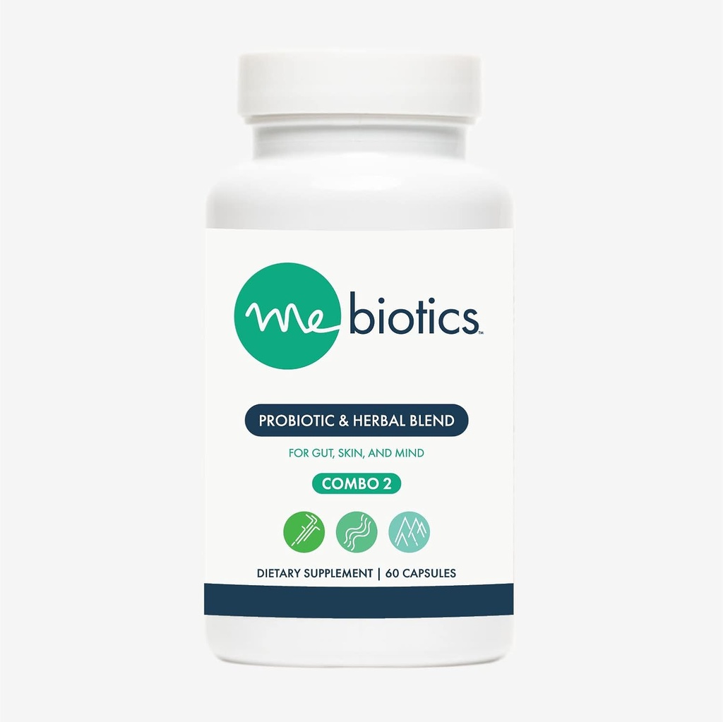 Microbiome Labs Mebiyotiks Probiyotik & Herbal Supplement Kombinasyon 2 - Bacillus Subtilis + Lemon Balm for Skin + Gut Health - Oral Probiyotiks to Support Gut, Mind, & Skin (60 Capsules)