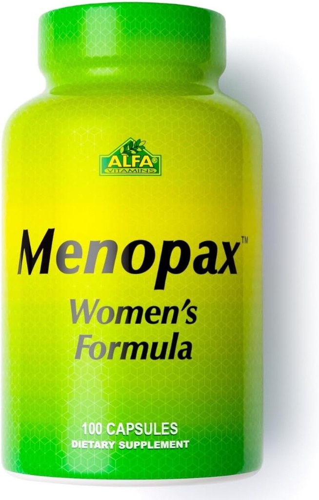 ALFA VITAMINS Menopax Women's Formula, Gluten Free Vitamin for Menstrual Health and Overall Wellness, Supports Joints, Energy, and Cycle Balance, Dietary Supplement for Women, 100 Capsules