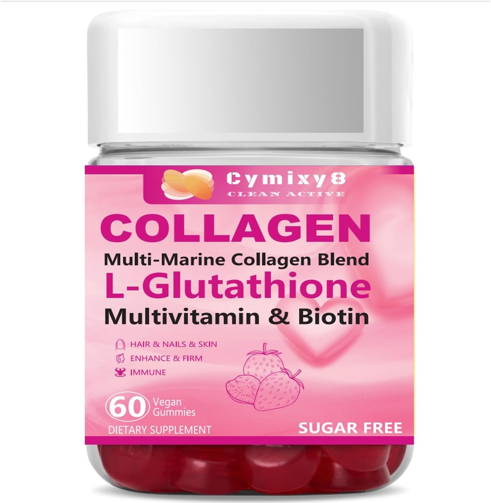 Glutathione Biotin Collagen Glow Gummies, Ekstra-Strength L-Glutathione & Colageno Hidrolizado for Women & 10000 • Biotin & Multivitamin for Women for Hair Skin Nail