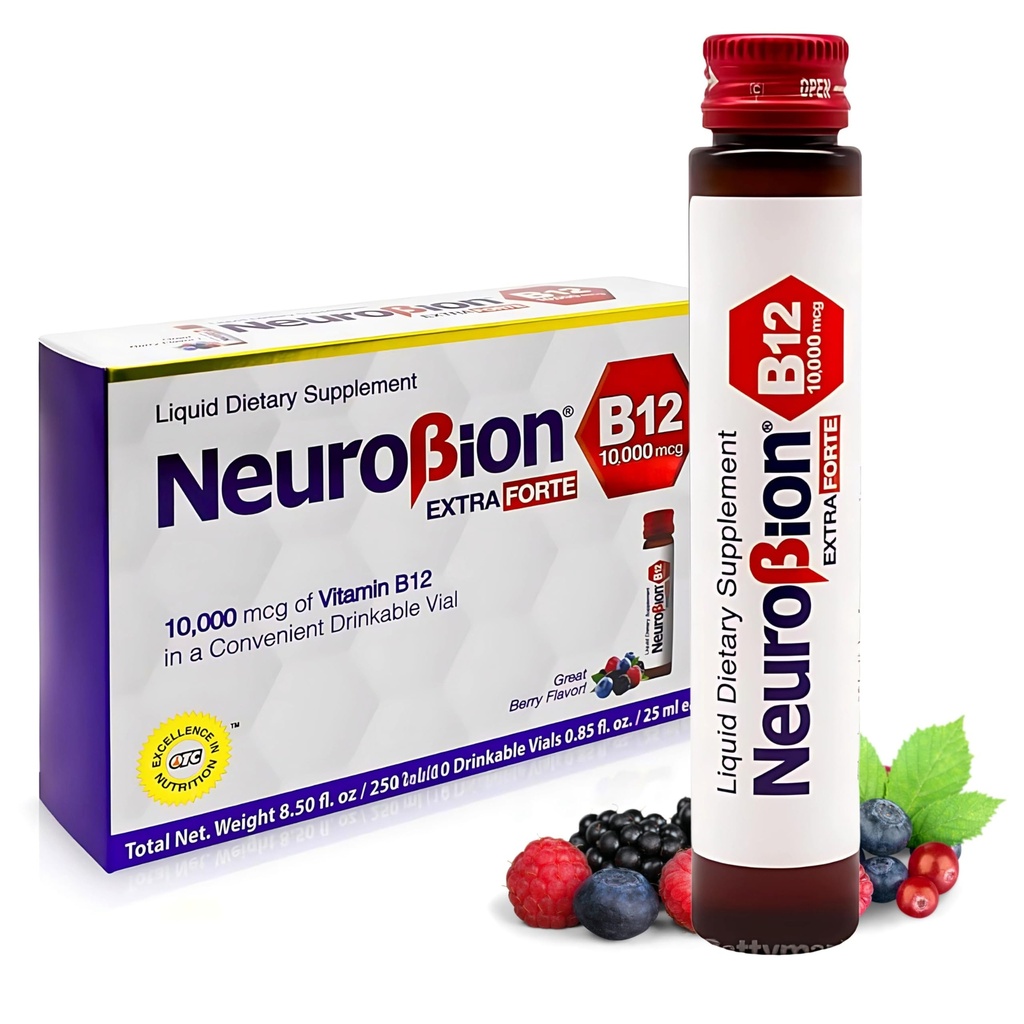 Nörobion Ekstra Forte B12 10.000 mcg Vials, Liquid - Extreme Powerful- 10 Vials per Box
