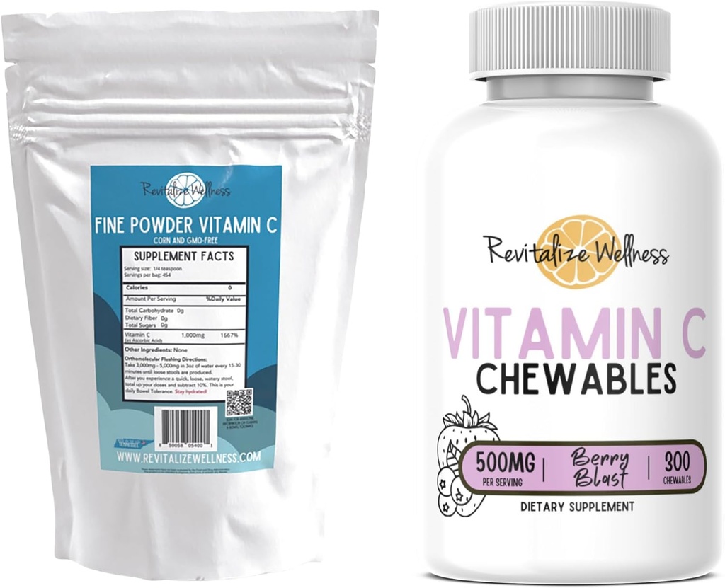 Grafik | Güzel Toz Vitamin C, 454 Hizmet ve Vitamin C Chewables (Berry Blast), 60 Hizmetler