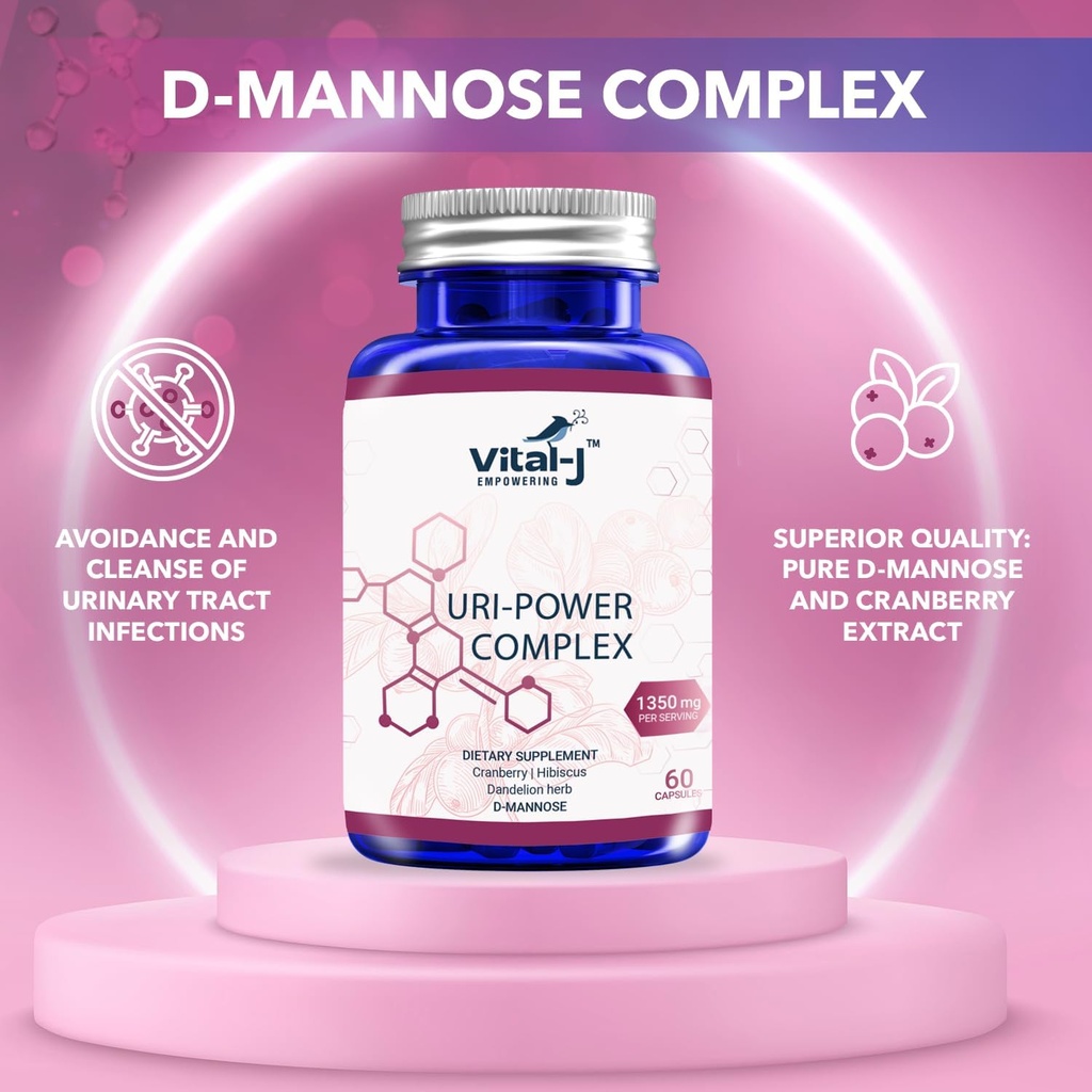 4-IN-1 URI POWER COMPLEX 1350 mg - 60 gün - D Mannose, Cranberry, Hibiscus ve Dandelion Herb - Doğal olarak Bladder ve Urinary Tract - UTI için Özelleştirilmiş Yaklaşım
