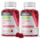 Yetişkinler ve Gençler için Viteey Vitamin B12 Gummies, Sugar Free - Enerji için İyi, Metabolism, Doğal Enerji Desteği - Vegan, Gelatin Free, Gluten Free, GMO Free - Chewable Strawberry Flavored