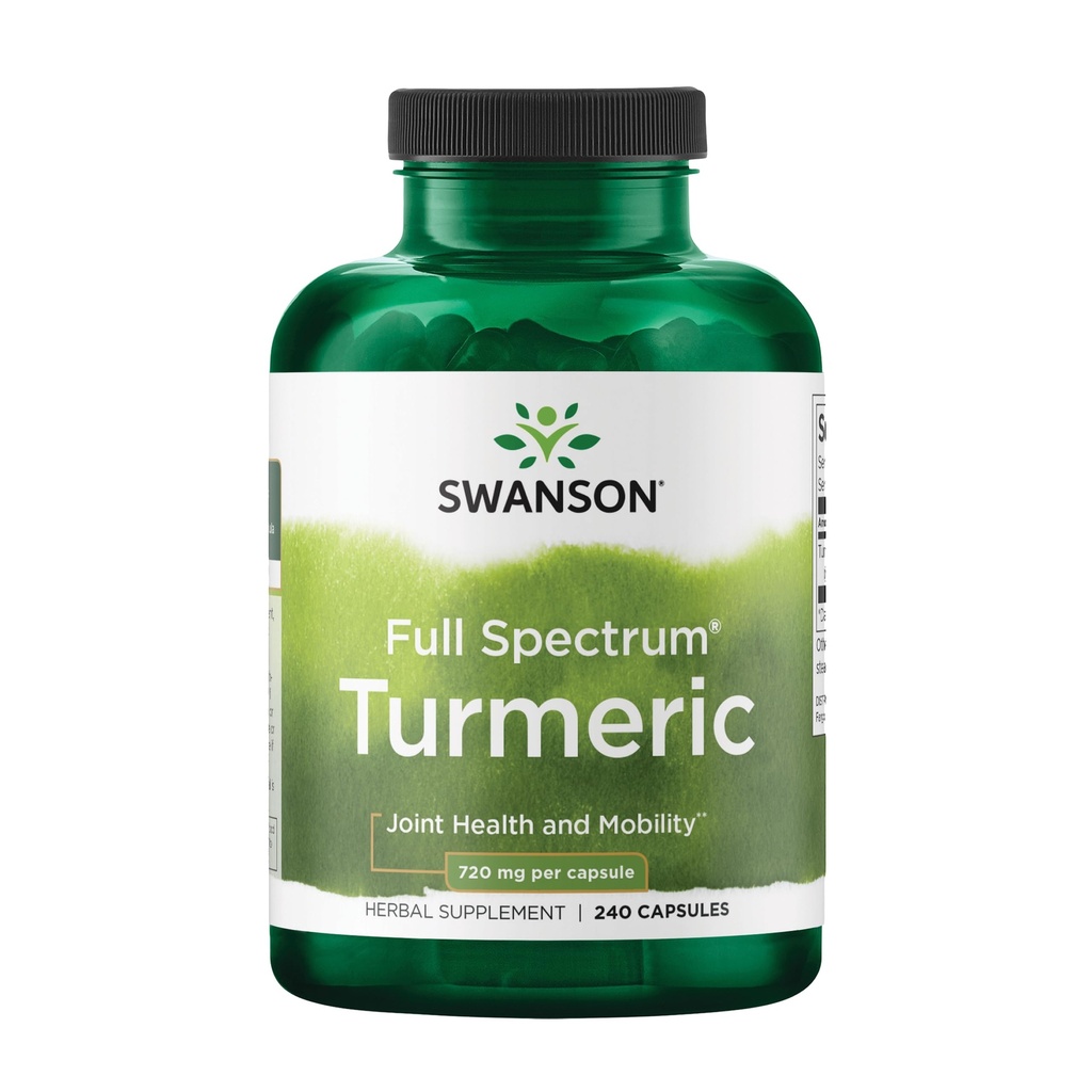 Swanson Turmeric Antioksi, Ortak Sağlık, Cardiovascular, Liver Detox, Mood ve Memory Support Supplement Curcuma Longa (Rhizome) 720 mg, 240 Capsules, 120 Hizmetler, 1.44 Grams