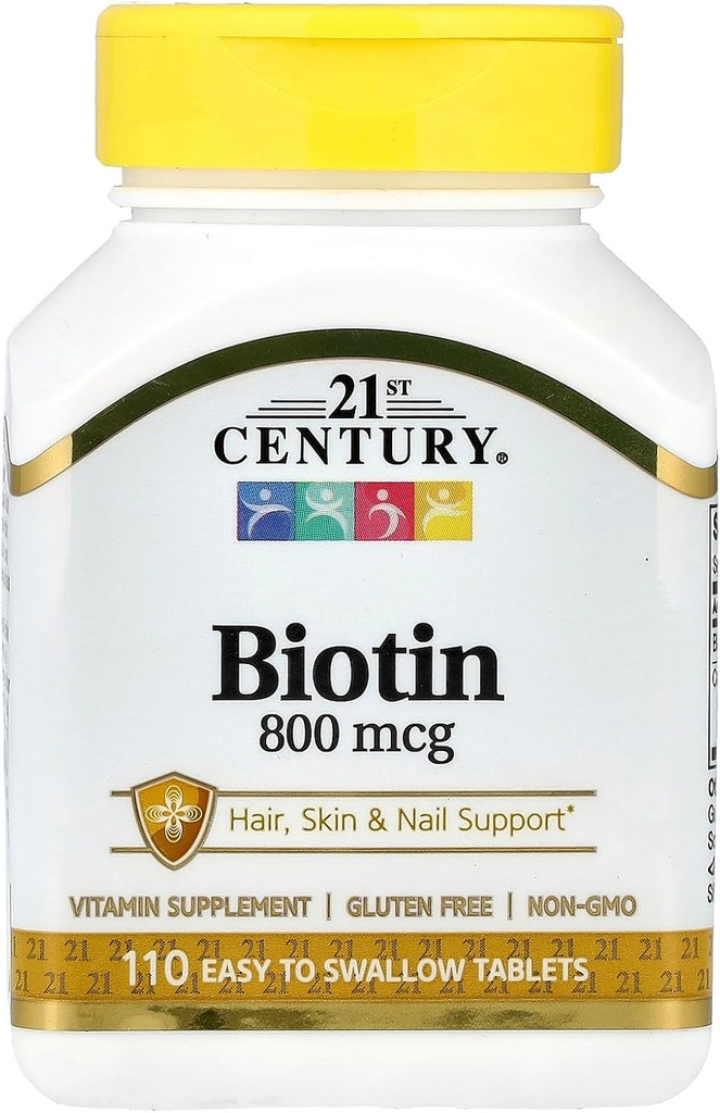 21st Century Biotin Tablets, 800 mcg, 110 Count (Pack of 3)