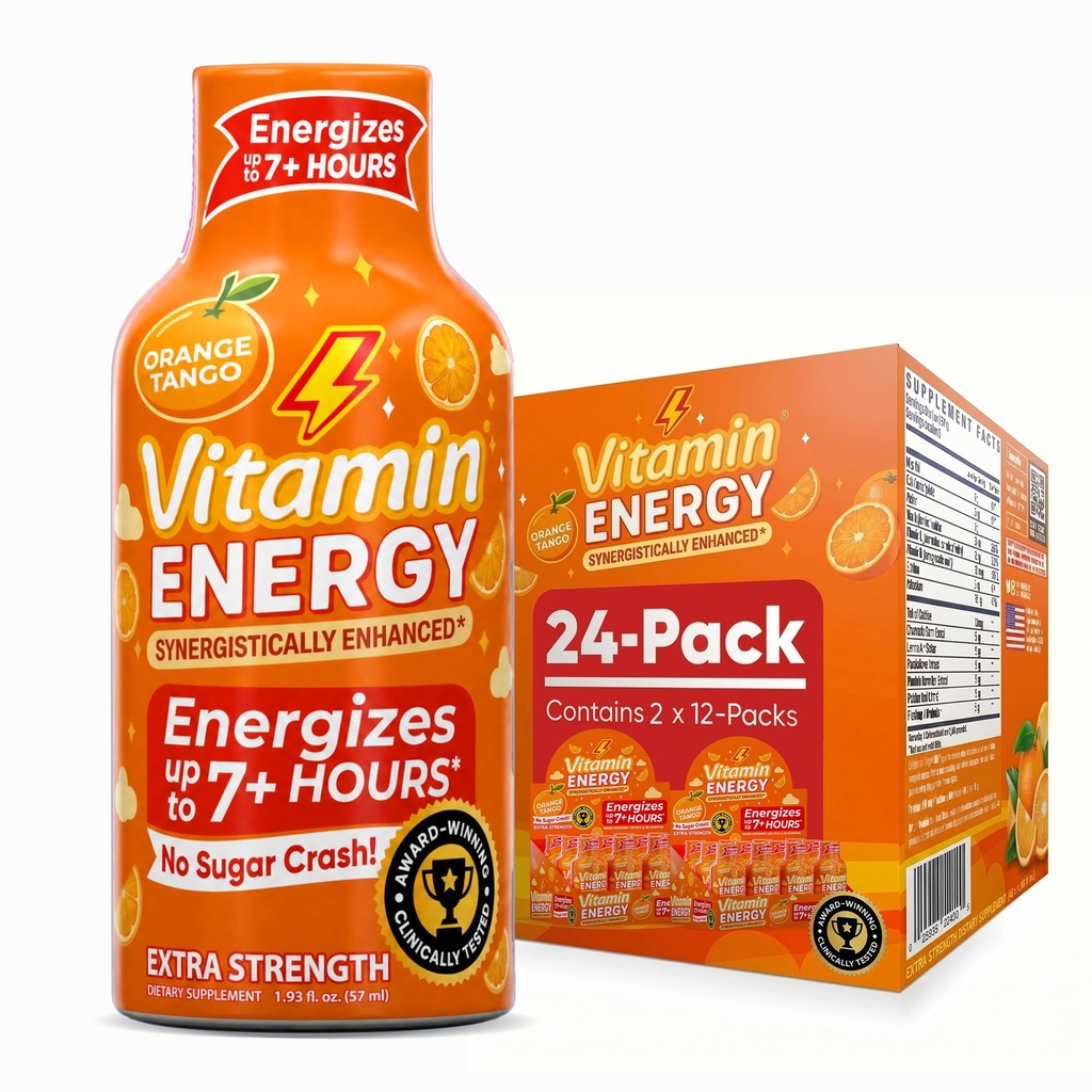 Enerji Vitamini Immune+ Ekstra Güçlü Enerji Shot Orange Burst 24 Paketi, 260 mg Doğal Caffeine, B-Vitamins, Citicoline, Green Tea, Immunity & Focus Support, Zero Sugar, Gluten-Free 1.93 fl ozz
