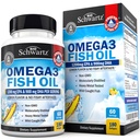 Triple Strength Omega 3 Fish Oil Supplement - 2250 mg EPA DHA Omega 3 Fatty Acids from Fresh Wild Caught Fish, Burpless Lemon Flavor Formula Supports Eye Health and More, Gluten Free, 180 Softgels