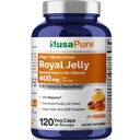 NusaPure Royal Jelly 10:1 Ekstraksiyon, 400 mg 4000 mg Eşdeğer - 120 Veggie Capsules (Non-GMO, Gluten Free, Bioperine)