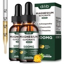 (2 Pack) Magnezyum Glycinate Supplement, Sıvı Magnezyum Glycinate 500 mg Ashwagandha, L - Theanine, Chamomile - Supports Optimal Calm Sleep Vegan