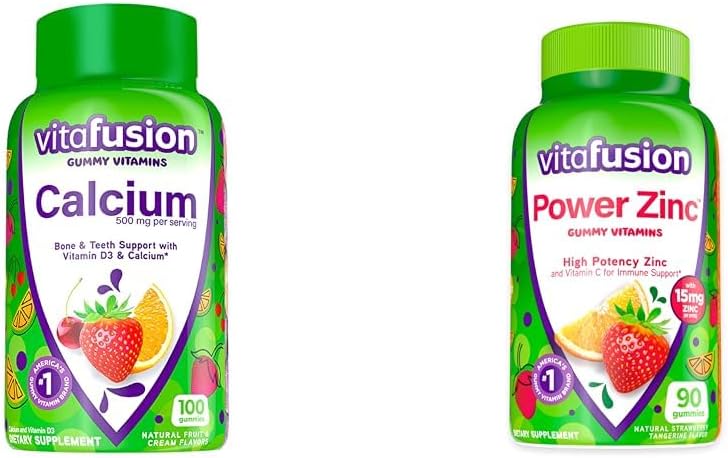 Bone Support için Vitafüzyonlu Gummys, Immune Desteği için 100 Kont & Power Çinko Gummy Vitamins, 90 Count