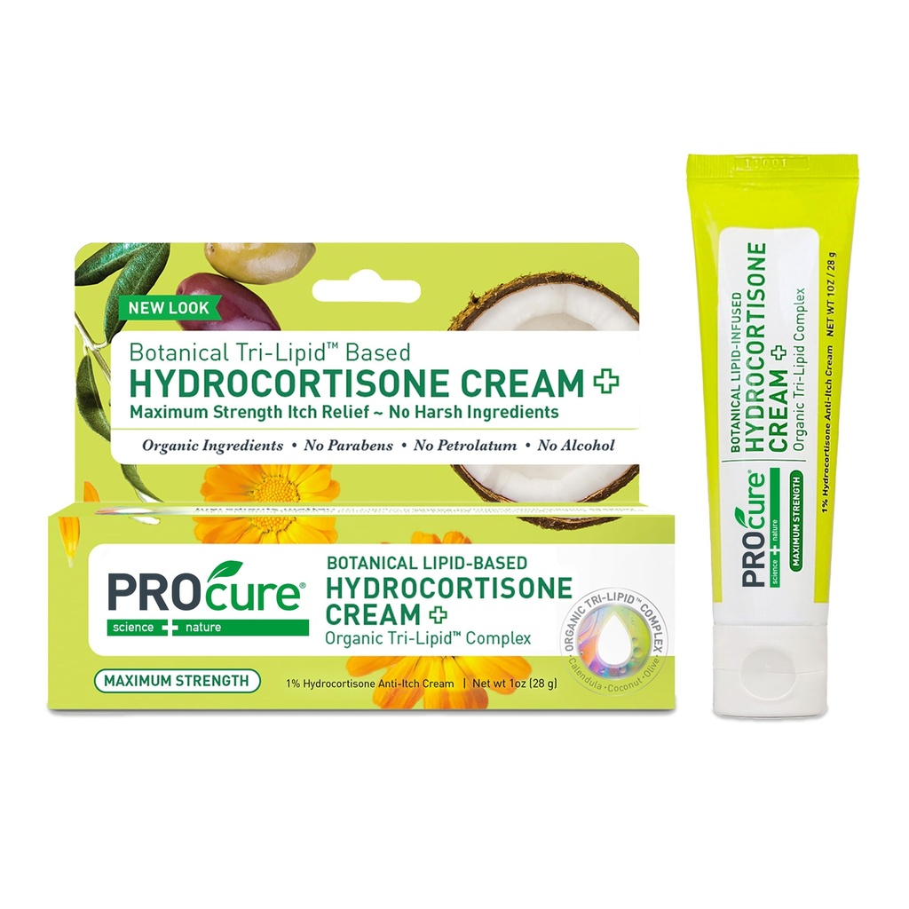 PROcure Maximum Strength Hydrocortisone Cream – 1% Hydrocortisone with Organic Calendula, Coconut Oil & Olive Oil – Itch, Rash & Redness Relief