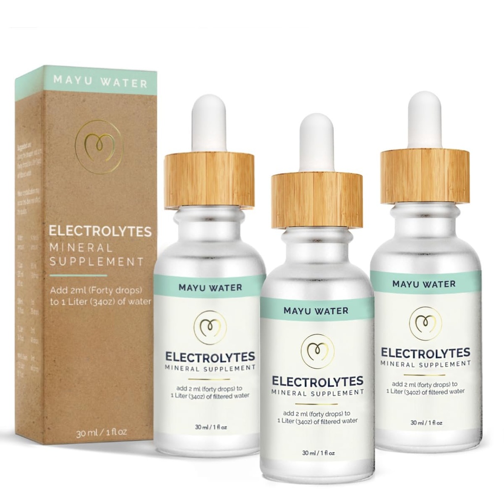 MayU Electrolyte Water Drops - Hızlı Apsiyon Mineralsi Su İçmek İçin Düşüyor, Hydration Essential Minerals Mix - 100% Pure Natural Minerals, Dehidr çözümü, Sugar Free Electrolytes -30 ml (3)