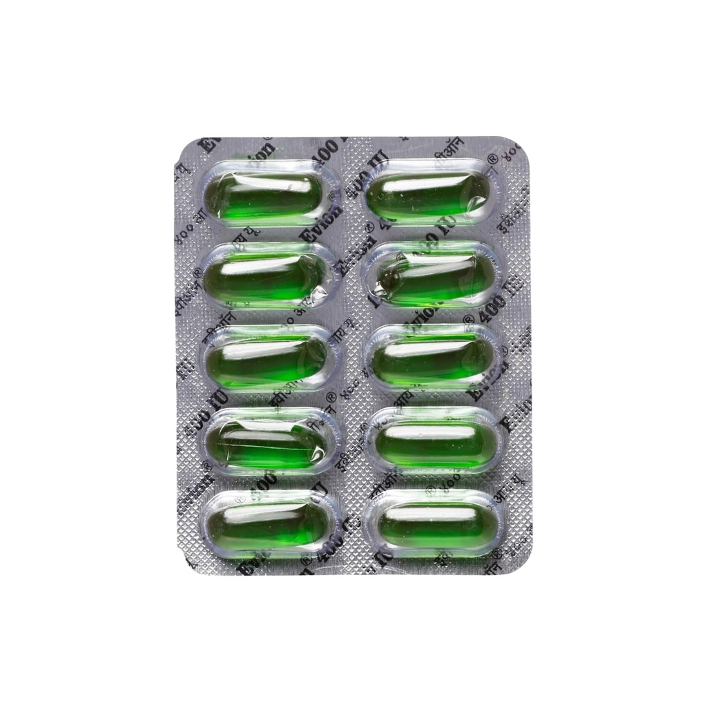 50 Evion Capsules Vitamin E For Glowing Face,Strong Hair,Acne,Nails, Glowing Skin 400mg