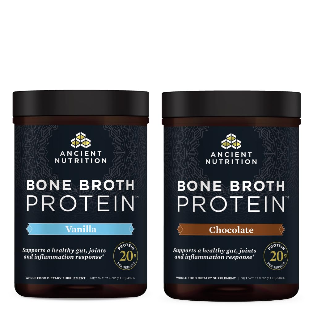 Eski Beslenme Kemik Broth Protein Toz, Vanilla, 20 Hizmet + Bone Broth Protein Toz, Çikolata, 20 Hizmet