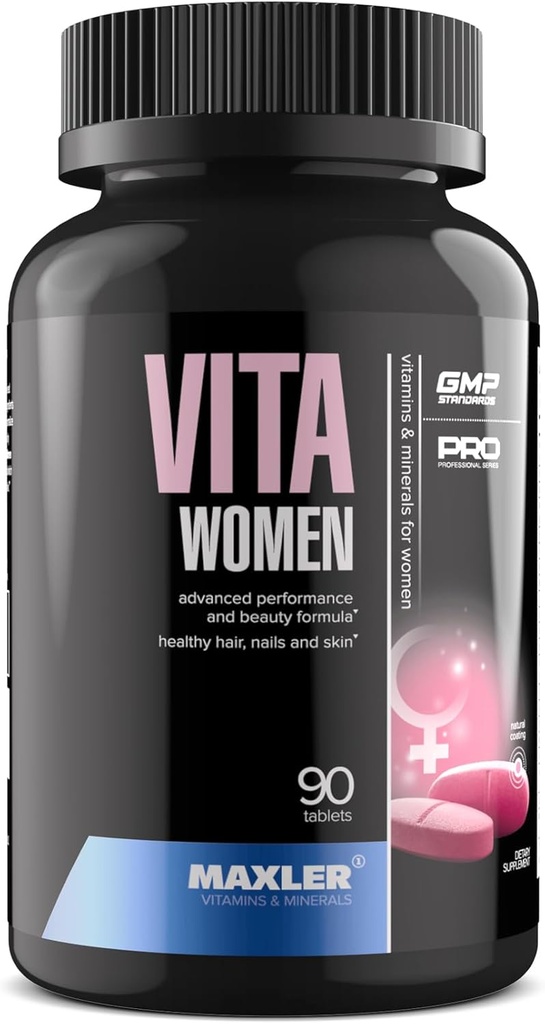Maxler VitaWomen Premium Multivitamin for Women - Supplements for Women - Hair Skin and Nails Vitamins A B C D E K, Omega-3, Biotin, Antioxidants, Enzymes - 90 Tablets