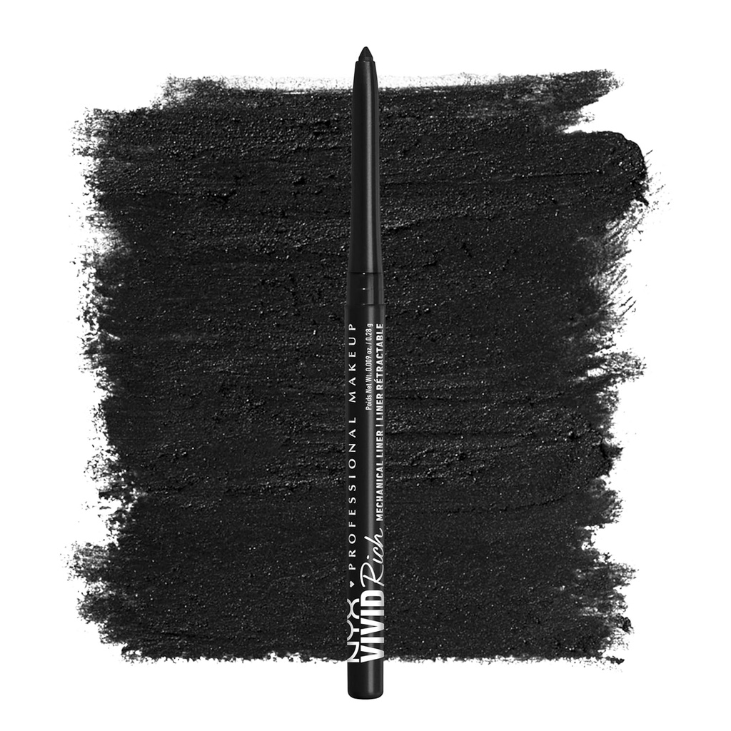 NYX PROFESSIONAL MAKEUP Mekanik Göz Kalemi,Vivid Rich Mekanik, Kremy Retractable Eyeliner - Always Onyx, Black Eyeliner