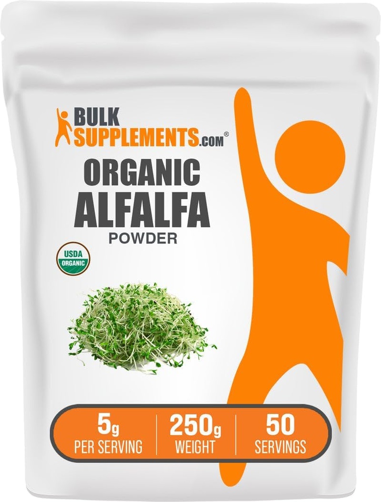 BulkSupplements.com Organik Alfalfa Grass Toz - Alfalfa Supplement, Green Superfood Toz - Vegan & Gluten Free, 5g per Service, 250g (8.8 oz) (kahkamet paketi)