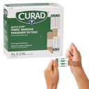 CURAD Quick Strip Fabric Prestige Sterile Bandages with Fast Application, 3" x 3", 100 Kutu