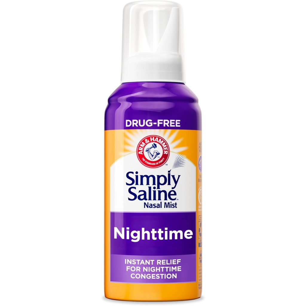 ARM & HAMMER, Nighttime Drug-Free Mist for Nasal Congestion at Night, Ekstra Kuvvet, Calming Eucalyptus, Rx ve OTC ile Güvenli, Yetişkinler ve Çocuklar için 2+, 4.6 oz (129 g)